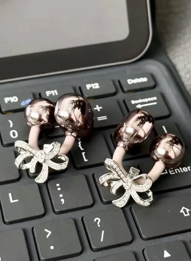 Sparkling butterfly clip-on wireless earbuds: Waterproof, noise-cancelling, long battery life, and IMAX-like immersive sound. Comfortable to wear, with a detachable butterfly clip that doubles as a stylish fashion statement.rose gold - Image 3